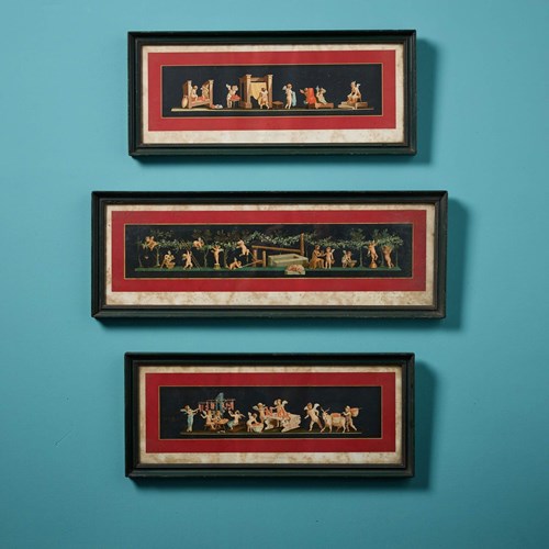 Three 19Th Century Geramia Discanno Hand Coloured Lithographs Depicting Pompeii