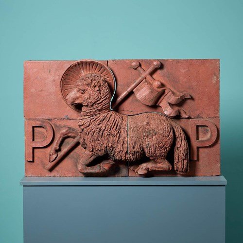 Antique Architectural Terracotta Coat Of Arms Panel