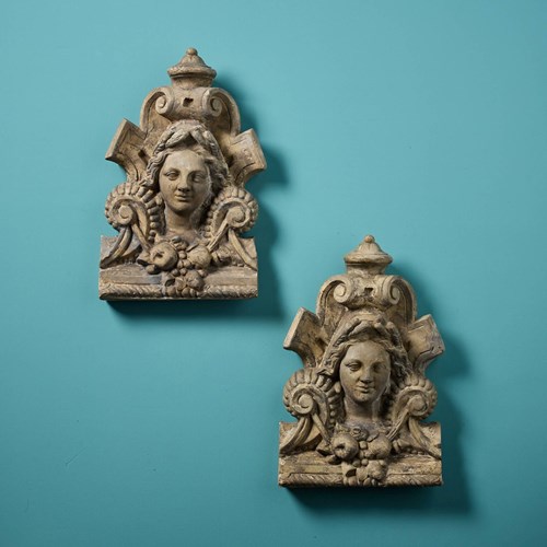 Two 19Th Century Buff Terracotta Wall Hangings