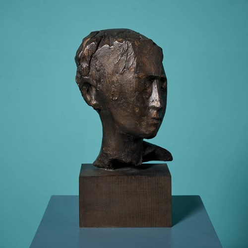 John W. Mills (1933-2023) Cold Cast Bronze Bust Of A Male