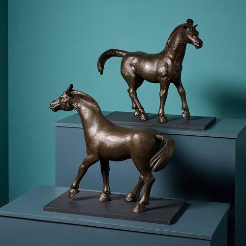 John W. Mills (1933-2023) Pair Of Tang Dynasty Horse Sculptures
