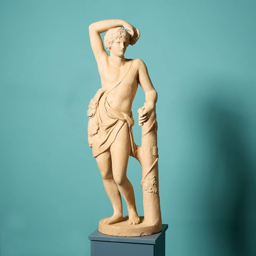 Antique Italian Neoclassical Stoneware Statue Of Bacchus