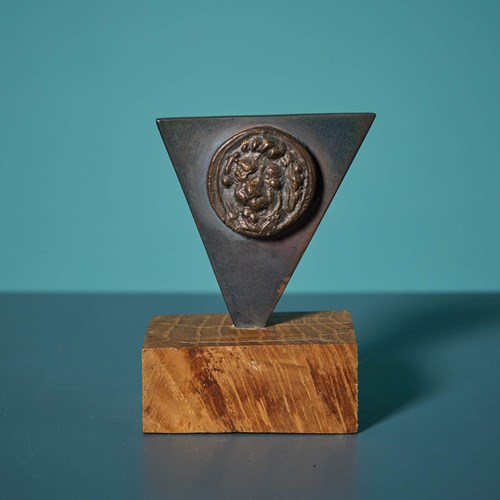 John W. Mills (1933-2023) Bronze Mounted Triangular Plaque