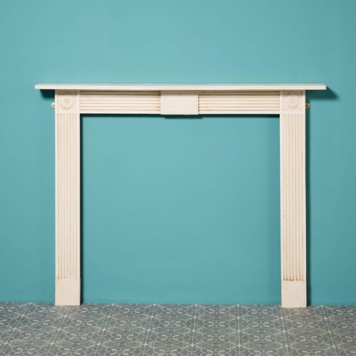 Antique Georgian Style Painted Pine Bullseye Fireplace