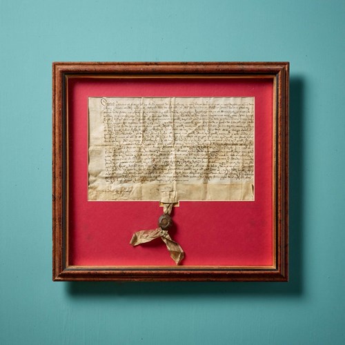 16Th Century Elizabethan Framed Deed Of Sale
