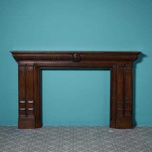 Large 19Th Century Dark Oak Victorian Fire Surround