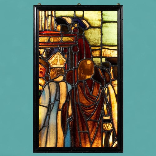 Antique Tudor Style Stained Glass Light Box