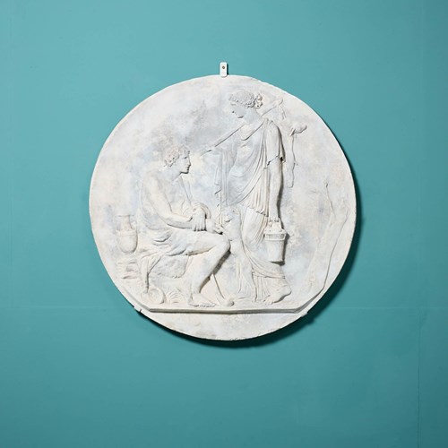 After Canova Large Neoclassical Style Plaster Wall Roundel