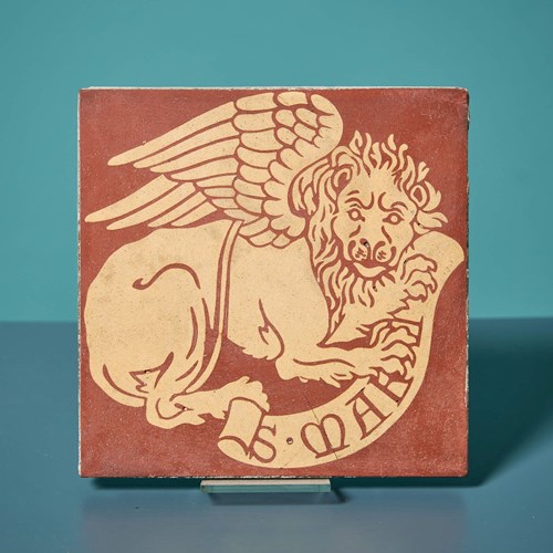 A. W. N. Pugin 'Lion Of St Mark' 6-Inch Encaustic Tile By Minton