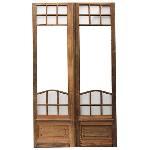 Set Of Tall Partially Glazed Reclaimed Oak Double Doors