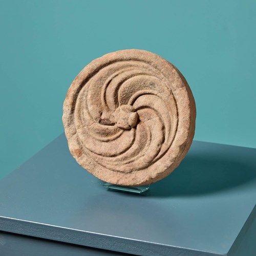 16Th Century Carved Red Sandstone Roundel