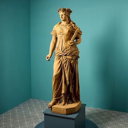 Life-Size Terracotta Erato Statue, One Of The 9 Greek Muses