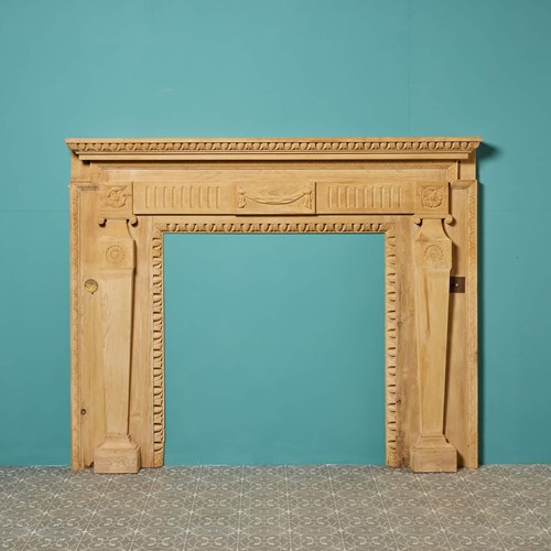 Antique Neoclassical Style Stripped Pine Fireplace