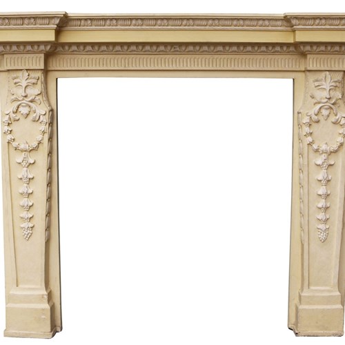 Large Victorian Style Carved Fireplace