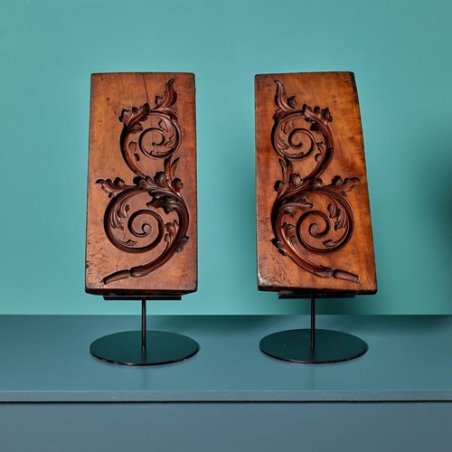 Pair Of Antique Carved Wooden Moulds Ex. Tucker Collection