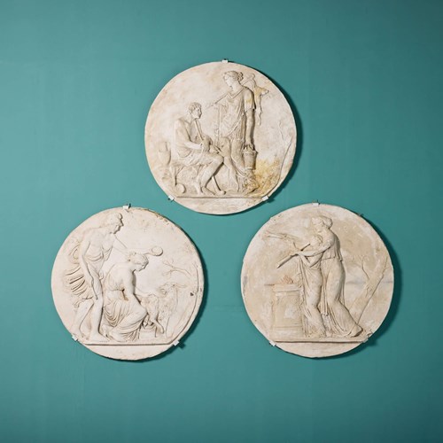 Set Of 3 Neoclassical Style Plaster Wall Roundels