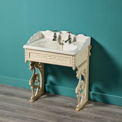 Victorian Porcelain Sink On Cast Iron Stand