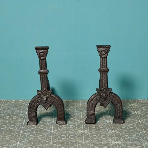 Pair Of Antique Cast Iron Fire Dogs