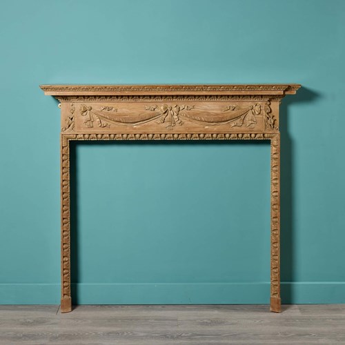 18Th Century English Carved Pine Fire Surround
