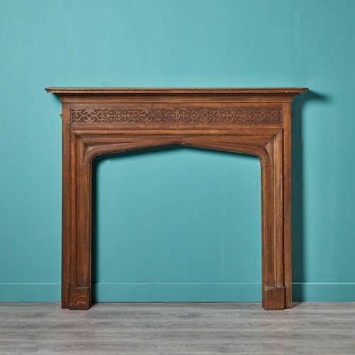 Antique 19Th Century Victorian Oak Fireplace