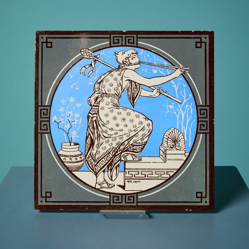 Antique Minton Tile Of Musical Classical Figures By John Moyr Smith