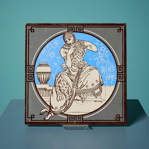 Antique Minton Tile Of Musical Classical Figures By John Moyr Smith