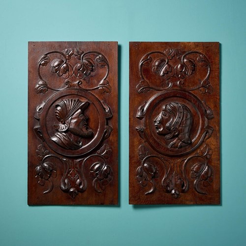 Pair Of Medieval Style Oak Wall Panels