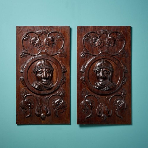 Pair Of Medieval Style Oak Wall Panels