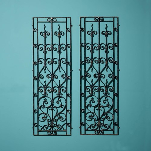 Pair Of French Wrought Iron Decorative Wall Panels