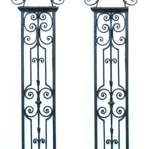 Pair Of Antique Wrought Iron Gate Posts Or Piers