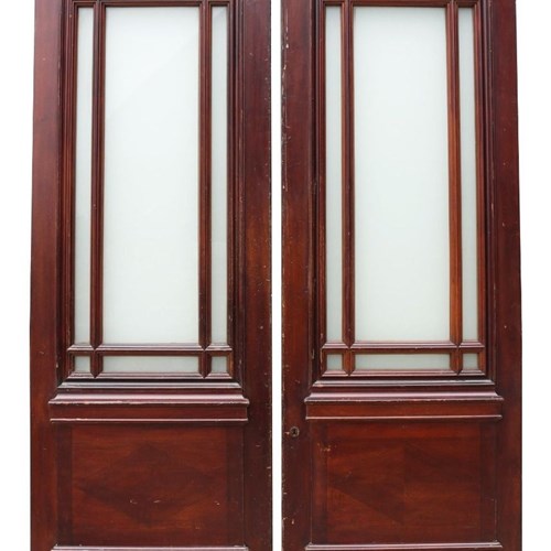 A Set Of Reclaimed Glazed Mahogany Double Doors