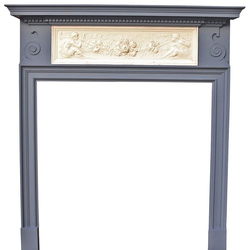 Antique Art Nouveau Pine & Composition Fire Surround