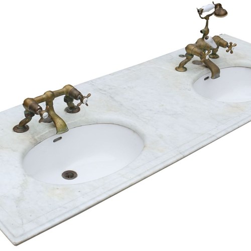 An Antique Carrara Marble Double Basin