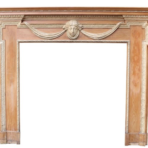 Antique Adam Style Pine & Gesso Fire Surround