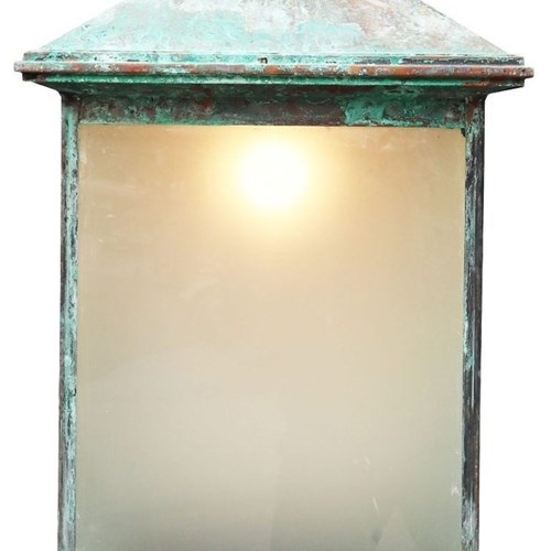 A Very Large Copper Verdigris Exterior Wall Light