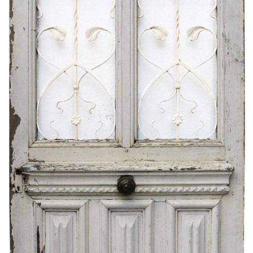 A 19Th Century Oak Front Door With Iron Grills