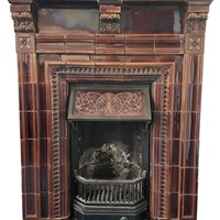 Antique Victorian Style Glazed Ceramic Fireplace