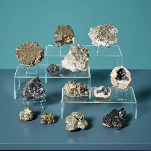 Collection Of 13 Prehistoric Mineral Specimens Including Pyrite & Galena