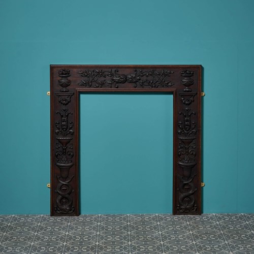 Antique English Neoclassical Style Carved Oak Fireplace
