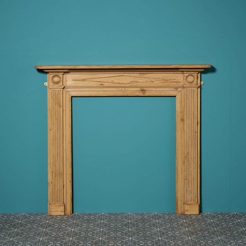 Antique Georgian Waxed Pine Bullseye Fireplace