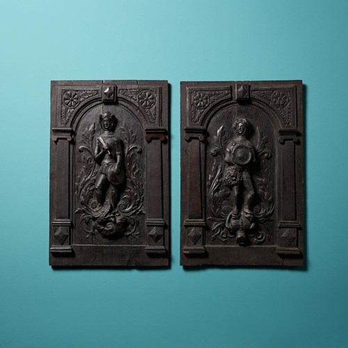 Pair Of 17Th Century Medieval Style Carved Oak Panels