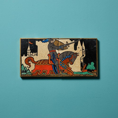Pair Of Antique 20Th Century Medieval Style Tiles
