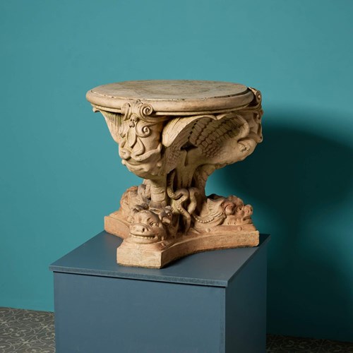 Antique Neoclassical Style Buff Terracotta Triform Stand