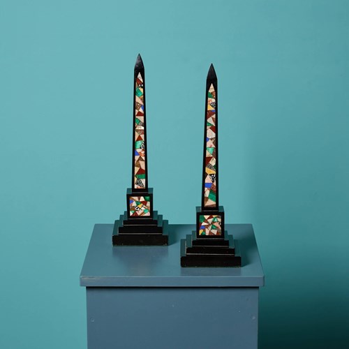 Pair Of Reclaimed Ashford Black Marble Obelisks