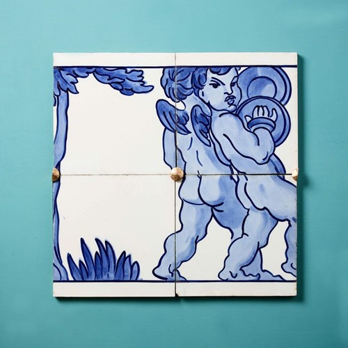 Minton Hollins Antique Neoclassical Style Tiled Frieze Panel