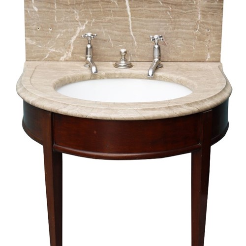 Antique Shanks Marble Wash Basin On Mahogany Stand