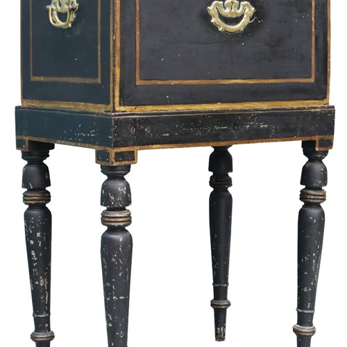An Antique Ebonised Box On Stand