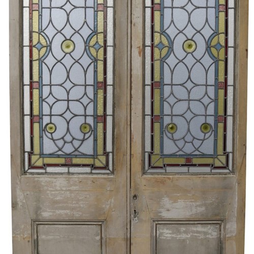 A Pair Of Antique Stained Glass Doors
