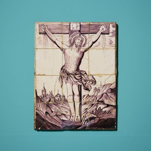 Framed Set Of Twelve 18Th Century Delft Tiles Depicting Jesus