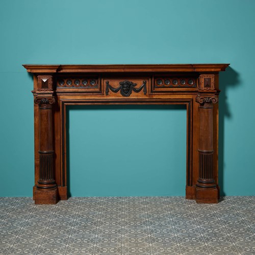 19Th Century Neoclassical English Walnut Fire Surround